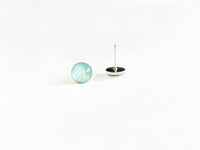 Sea Green shimmer round earrings by Ear Sugar hypoallergenic made in USA