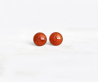 Spice deep orange shimmer stud earrings by Ear Sugar made in the USA