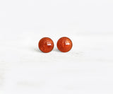 Spice deep orange shimmer stud earrings by Ear Sugar made in the USA