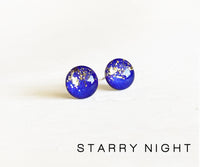 Starry Night sapphire and gold earrings by Ear Sugar made in the USA