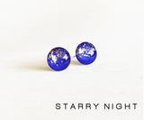Starry Night sapphire and gold earrings by Ear Sugar made in the USA