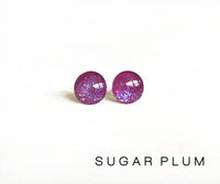 Sugar Plum purple shimmer round earrings by Ear Sugar made in the USA