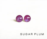 Sugar Plum purple shimmer round earrings by Ear Sugar made in the USA