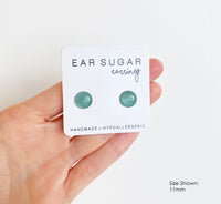 Succulent green stud earrings by Ear Sugar hypoallergenic made in the USA
