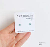 Succulent green stud earrings by Ear Sugar hypoallergenic made in the USA