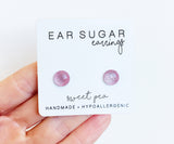 Sweet Pea light pink shimmer stud earrings by Ear Sugar made in the USA