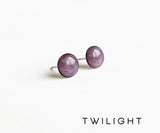 Twilight purple shimmer surgical steel earrings by Ear Sugar made in the USA