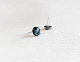 Charcoal black glitter stud earrings by Ear Sugar hypoallergenic
