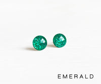 Emerald green glitter dot stud earrings by Ear Sugar hypoallergenic