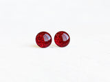 Candy Apple red glitter stud earrings by Ear Sugar hypoallergenic