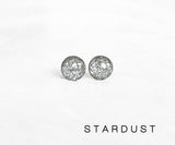 Stardust silver glitter surgical steel earrings by Ear Sugar made in the USA