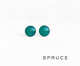 Spruce green stud earrings by Ear Sugar handmade in the USA