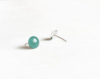 Sage green surgical steel stud earrings by Ear Sugar made in the USA