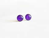 Eggplant deep purple shimmer surgical steel stud earrings by Ear Sugar