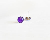 Eggplant deep purple shimmer surgical steel stud earrings by Ear Sugar