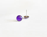 Eggplant deep purple shimmer surgical steel stud earrings by Ear Sugar