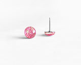 Tulip pink glitter round earrings by Ear Sugar made in the USA
