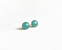 Sage green surgical steel stud earrings by Ear Sugar made in the USA