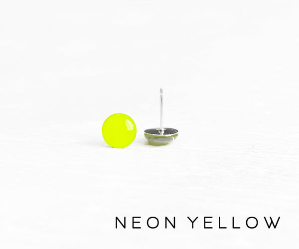 Neon yellow surgical steel earrings by Ear Sugar
