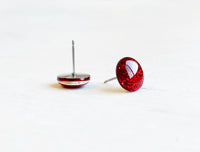 Candy Apple red glitter stud earrings by Ear Sugar hypoallergenic