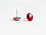 Candy Apple red glitter stud earrings by Ear Sugar hypoallergenic