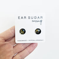 Prom Night black and gold glitter earrings by Ear Sugar made in the USA