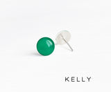 Kelly green earrings by Ear Sugar hypoallergenic made in the USA