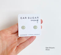 Pistachio green surgical steel earrings by Ear Sugar made in the USA