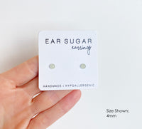 Pistachio green surgical steel earrings by Ear Sugar made in the USA