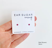 Pucker Up dark pink glitter stud earrings by Ear Sugar made in the USA