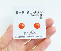 Pumpkin orange stud earrings by Ear Sugar hypoallergenic made in the USA